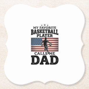 Basketbal Vader Patriottische Vintage Gravure T-Sh Kartonnen Onderzetters