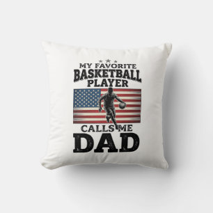 Basketbal Vader Patriottische Vintage Gravure T-Sh Kussen