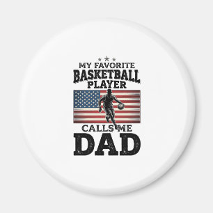 Basketbal Vader Patriottische Vintage Gravure T-Sh Magneet