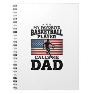 Basketbal Vader Patriottische Vintage Gravure T-Sh Notitieboek
