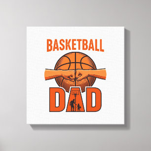 Basketbal Vader Vintage Gravure Shirt Ontwerp_1 Canvas Afdruk