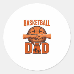 Basketbal Vader Vintage Gravure Shirt Ontwerp_1 Ronde Sticker