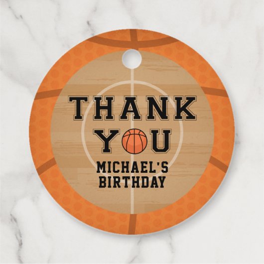 Basketbal, Verjaardag Bedankjes Labels (Achterkant)