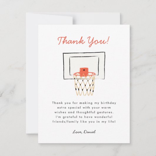 Basketbal Verjaardag  Bedankkaart (Voorkant)
