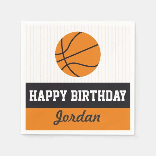 Basketbal Verjaardag Papieren servetten (Voorkant)