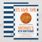 Basketbal Verjaardag Uitnodigen Kaart (Voorkant / Achterkant)