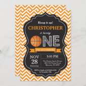 Basketbal Verjaardag Uitnodiging 1e Verjaardag Par (Voorkant / Achterkant)