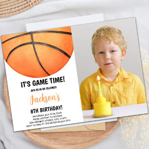 Basketbal Verjaardag Uitnodiging met Foto