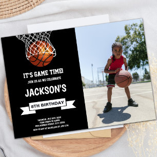 Basketbal Verjaardag Uitnodigingen met Foto
