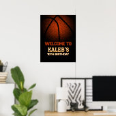 Basketbal Verjaardag Welkom Bord Spel Tijd Poster (Thuiskantoor)