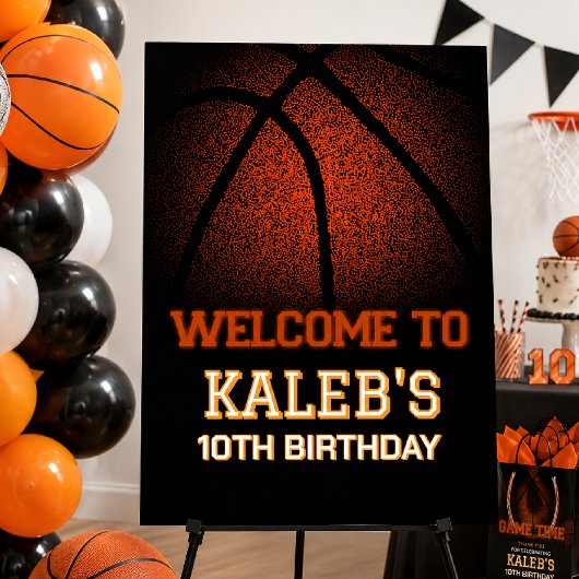 Basketbal Verjaardag Welkom Bord Spel Tijd Poster