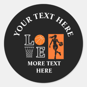 Basketbal verjaardagscadeau, basketbal meisje spel ronde sticker