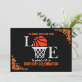 Basketbal verjaardagsfeest, basketbalspeler Invi Kaart (Staand voorkant)