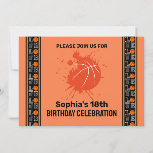 Basketbal verjaardagsfeest, basketbalspeler Invi Kaart