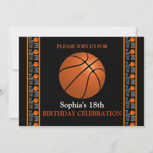 Basketbal verjaardagsfeest, basketbalspeler kaart
