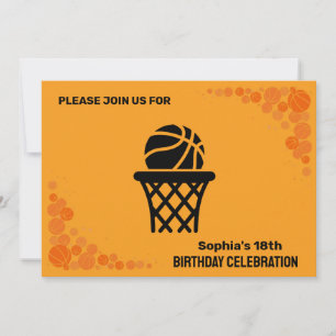 Basketbal verjaardagsfeest, basketbalspeler kaart