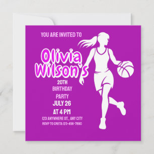 Basketbal verjaardagsfeest, basketbalspeler kaart
