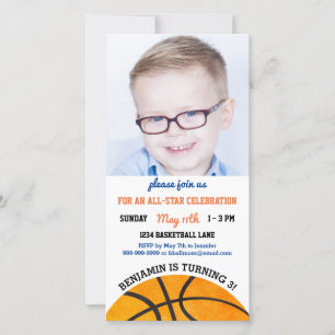Basketbal Verjaardagsfeest Sport Foto Uitnodiging