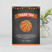 Basketbal verjaardagsfeestje bedankkaart (Staand voorkant)