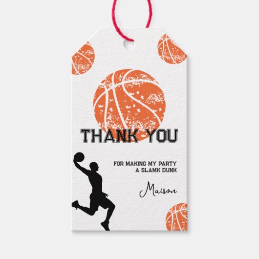 Basketbal verjaardagsfeestje dank je cadeaulabel (Voorkant)