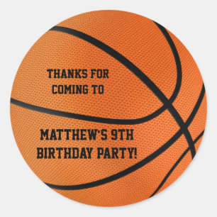 Basketbal verjaardagsfeestje favor stickers