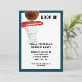 Basketbal verjaardagsfeestje kaart (Staand voorkant)