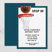 Basketbal verjaardagsfeestje kaart (Voorkant / Achterkant)