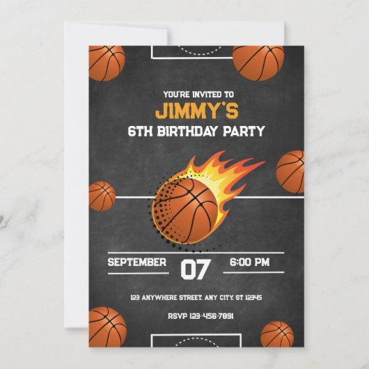Basketbal Verjaardagsfeestje Kaart (Voorkant)