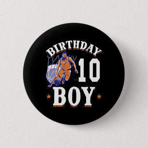 Basketbal - Verjaardagsjongen 10 jaar oud Ronde Button 5,7 Cm