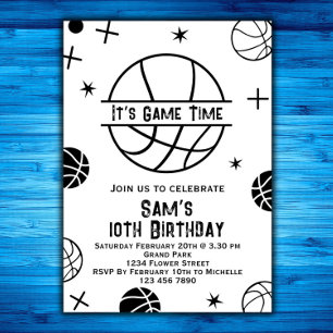 Basketbal verjaardagsuitnodiging, Basketbal Feestj Kaart