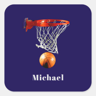 Basketbal Vervang met Uw Naam Vierkante Sticker