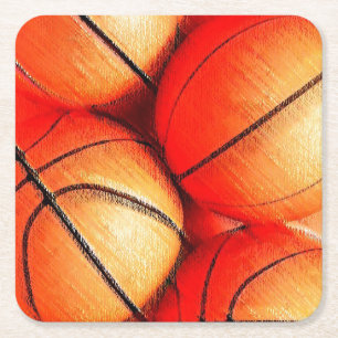 Basketbal Vierkante Kartonnen Onderzetter