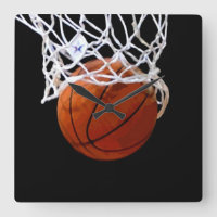 Basketbal Vierkante Wandklok