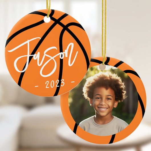 Basketbal voeg aangepaste foto toe keramisch ornament