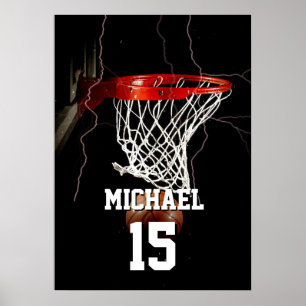 Basketbal Voeg je naam & nummer toe Poster