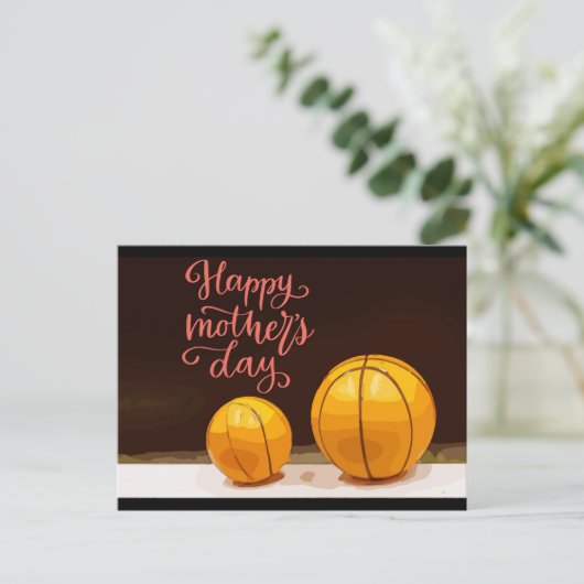 Basketbal voor Moederdag Feestdagenkaart (Staand voorkant)