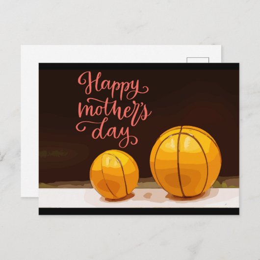 Basketbal voor Moederdag Feestdagenkaart (Voorkant / Achterkant)