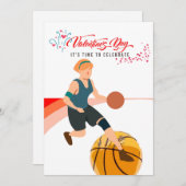 Basketbal voor Valentijnsdag  met liefde    Feestdagenkaart (Voorkant / Achterkant)