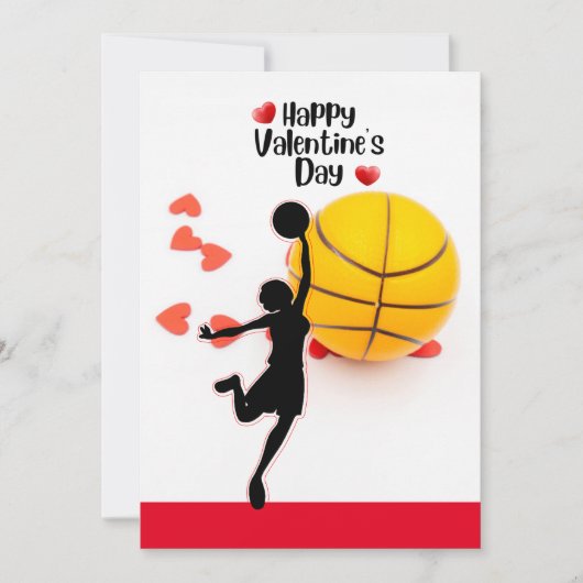 Basketbal voor Valentijnsdag met liefde Feestdagenkaart (Voorkant)