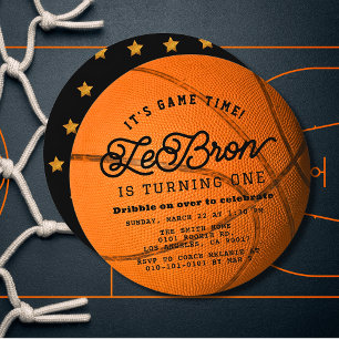 Basketbal Vorm Jongens 1e Verjaardag Cirkel Kaart