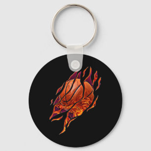 Basketbal Vuur en krassen Ball Player Sport B Sleutelhanger