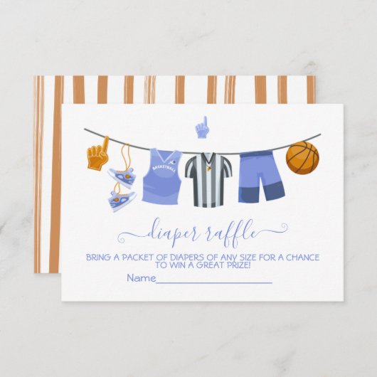 Basketbal waslijn Luier Raffle kaart (Voorkant / Achterkant)