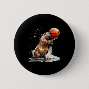 Basketbal Waterverf basketbalspeler kunstwerk ca Ronde Button 5,7 Cm