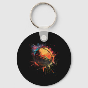 Basketbal Waterverf basketbalspeler Tekening Ar Sleutelhanger