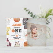 Basketbal Waterverf Boys 1e Verjaardag Kaart (Staand voorkant)