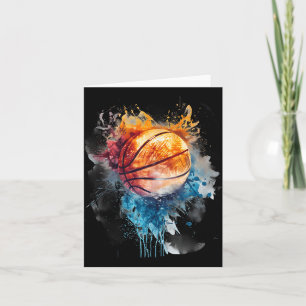 Basketbal Waterverf Kleurrijke Tekening Basketbal Kaart