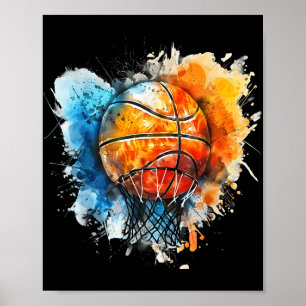 Basketbal Waterverf Kleurrijke Tekening Basketbal Poster