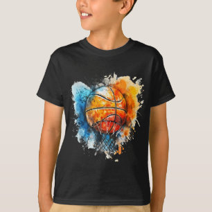 Basketbal Waterverf Kleurrijke Tekening Basketbal T-shirt