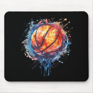 Basketbal Waterverf Kunstwerk Basketbal Hoop Colo Muismat