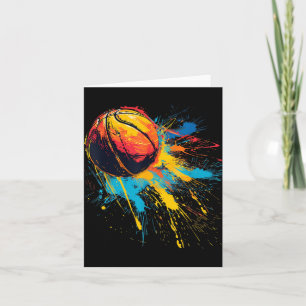 Basketbal Waterverf Kunstwerk Basketbal Speler Dr. Kaart